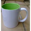 Hot Selling Directly Factory High Quality Sublimation Coated Blank Inner Inside Green Color Mug 11OZ